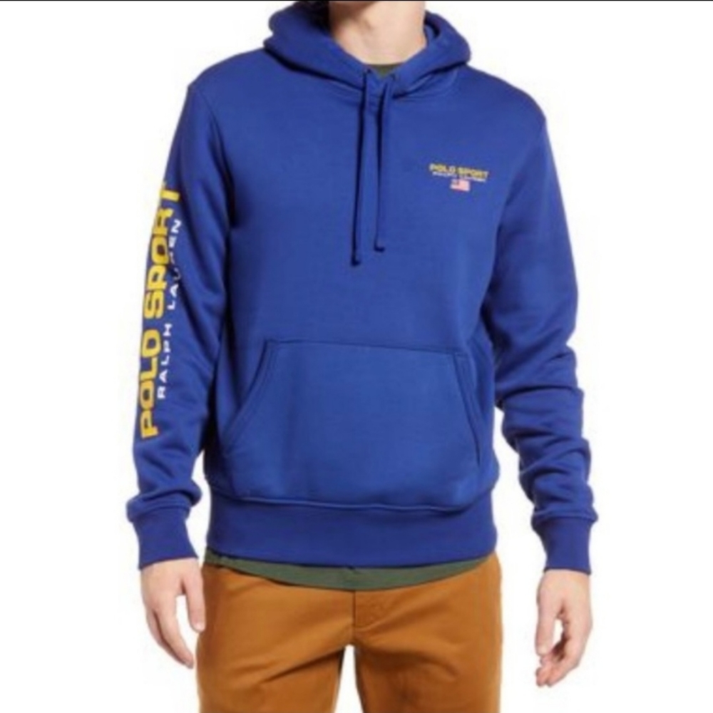Polo Ralph Lauren Sport sleeve logo hoodie in blue